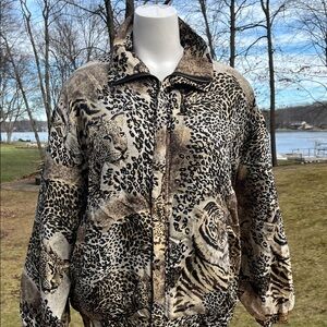 Vintage coAco silk animal print bomber jacket XL